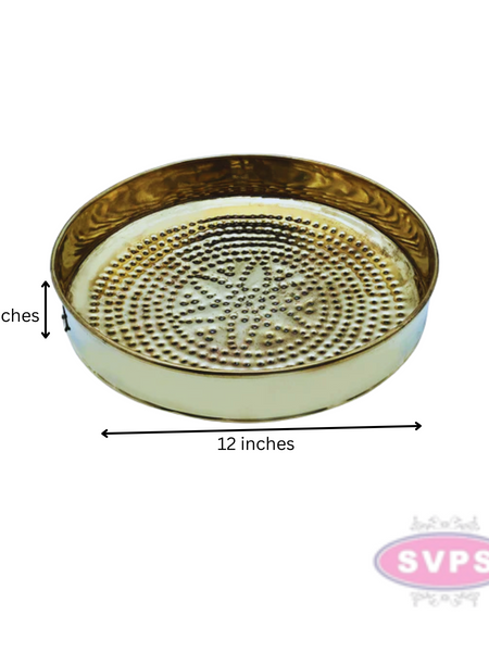 Brass Round Shape Flower Design Sahassadhra Abhiseka Plate