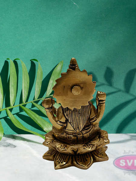 Brass Saraswathi Sitting On Lotus / Showpiece