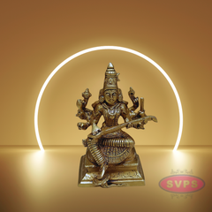 Brass Saraswathi With Veena Idol For Puja