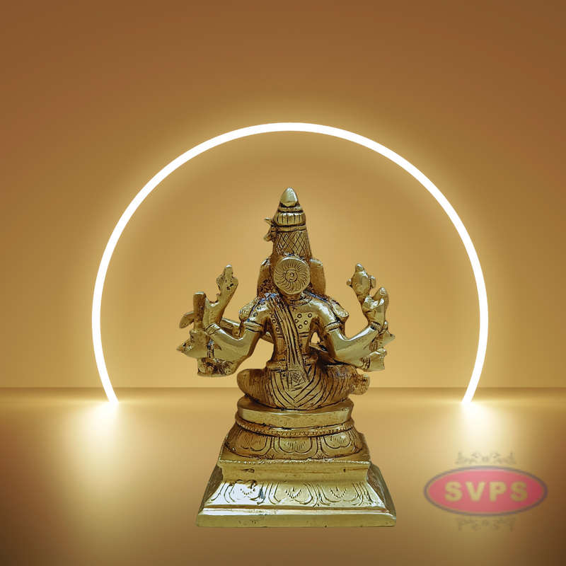 Brass Saraswathi With Veena Idol For Puja