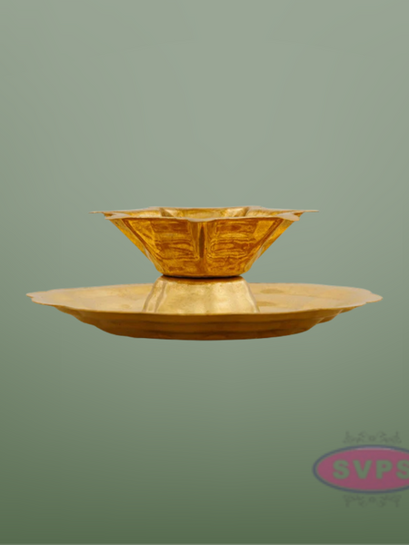 Brass Seven Star Vilakku / Lamp / Diya With Plate