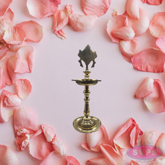 Brass Shankh Chakra Vilakku /  Traditional Indian Pooja Lamp Set