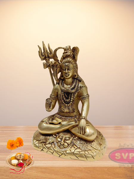 Brass Shiv Shankar In Meditating Pose