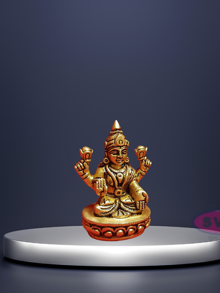 Brass Small Lakshmi Devi Idol For Home / Office / Temple / Mandir