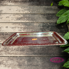 Rectangular Floral Engraved Brass Serving & Pooja Plate – Traditional Design