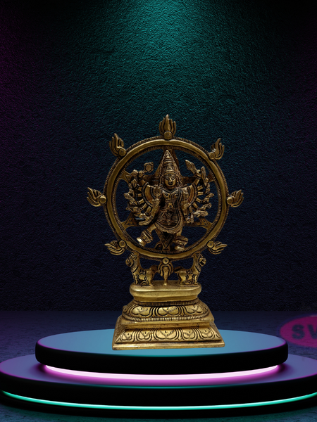 Brass Sudarsana  Charatazhwar  Narasimha Idol Front and Back