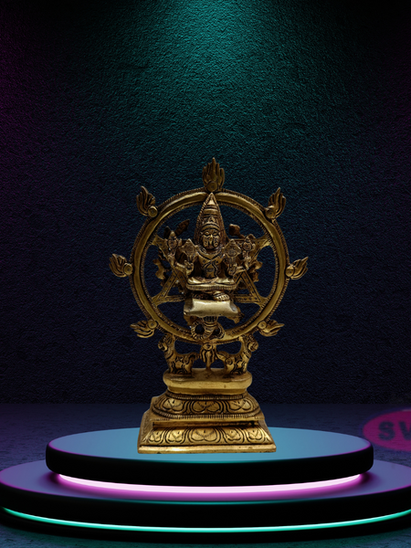Brass Sudarsana  Charatazhwar  Narasimha Idol Front and Back