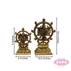 Brass Sudarsana  Charatazhwar  Narasimha Idol Front and Back