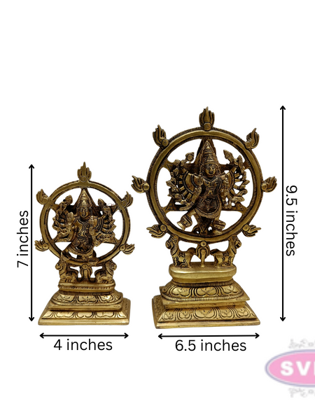Brass Sudarsana  Charatazhwar  Narasimha Idol Front and Back