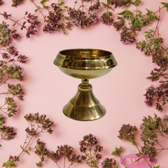 Brass Temple Diya With Holder