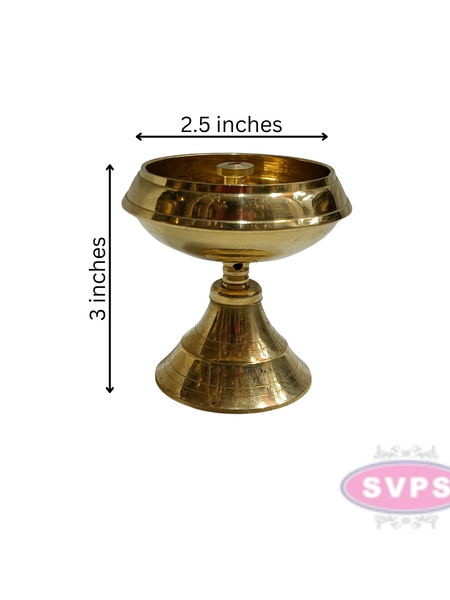 Brass Temple Diya With Holder