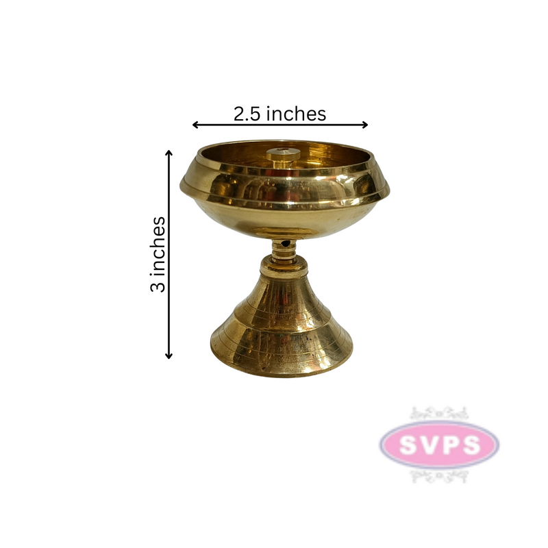 Brass Temple Diya With Holder