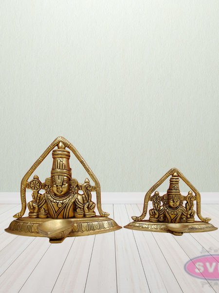 Brass Tirupathi Balaji Statue With Lamp
