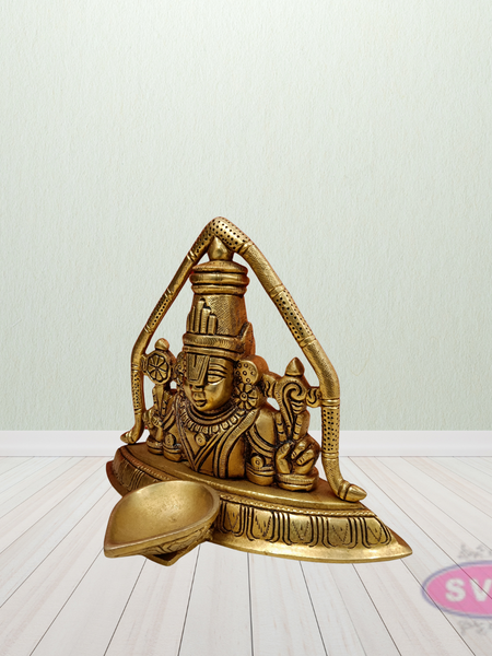 Brass Tirupathi Balaji Statue With Lamp