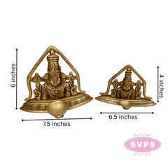 Brass Tirupathi Balaji Statue With Lamp