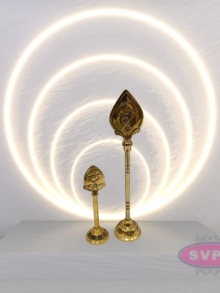 Brass Traditional Lord Murugan Vel / Om Vel With Stand
