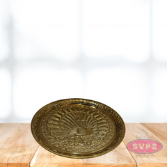 Brass Traditional Peacock Design Plate  Chowki  Mukkali With Stand