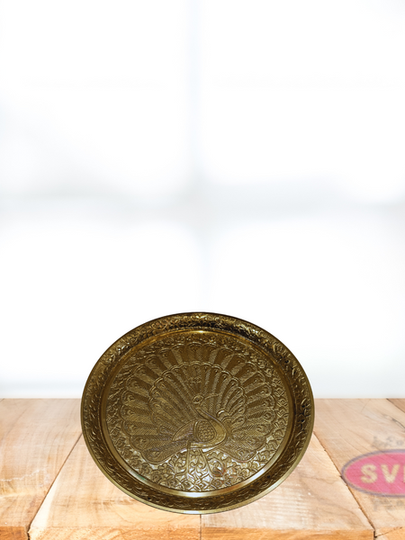 Brass Traditional Peacock Design Plate  Chowki  Mukkali With Stand