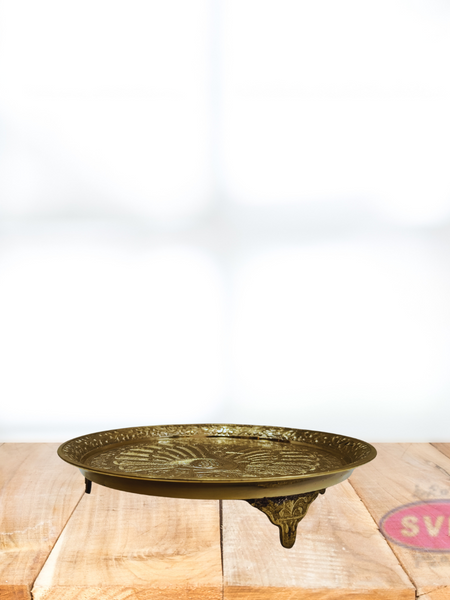 Brass Traditional Peacock Design Plate  Chowki  Mukkali With Stand