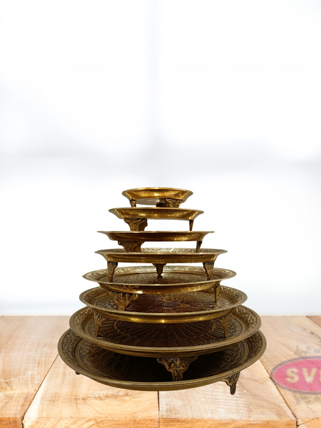 Brass Traditional Peacock Design Plate  Chowki  Mukkali With Stand