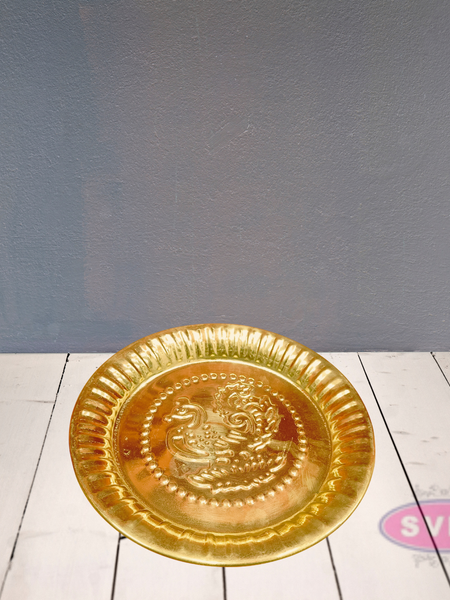 Brass Traditional Peacock Design Puja Plate / Aarti Plate