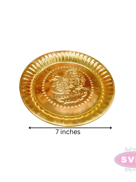 Brass Traditional Peacock Design Puja Plate / Aarti Plate