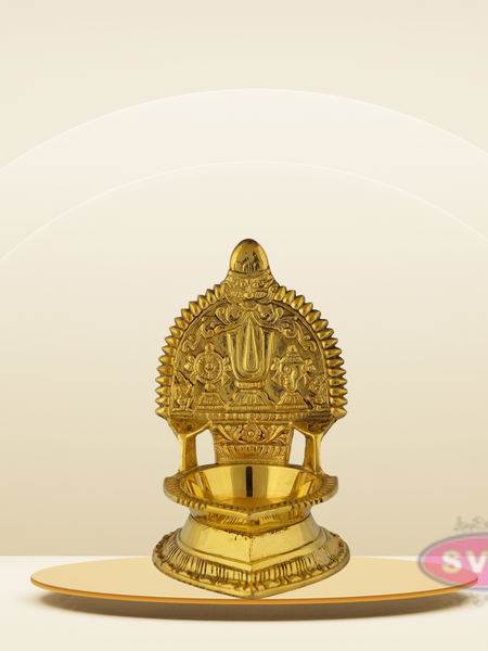 Brass Vaishnava Symbol Lamp / Diya For Puja