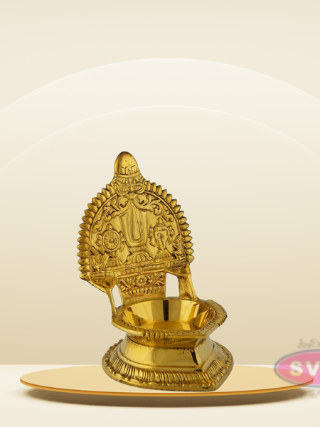 Brass Vaishnava Symbol Lamp / Diya For Puja