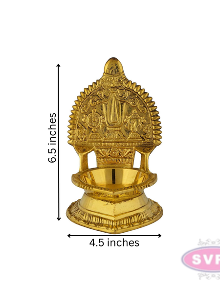 Brass Vaishnava Symbol Lamp / Diya For Puja