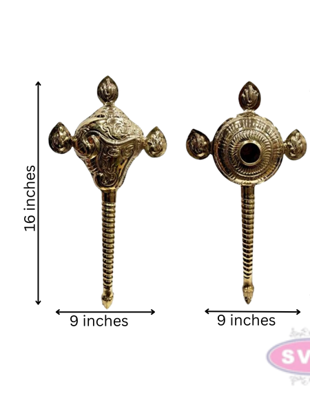 Brass Vaishnavite Shankh Chakra Abhisheka Dharai Set