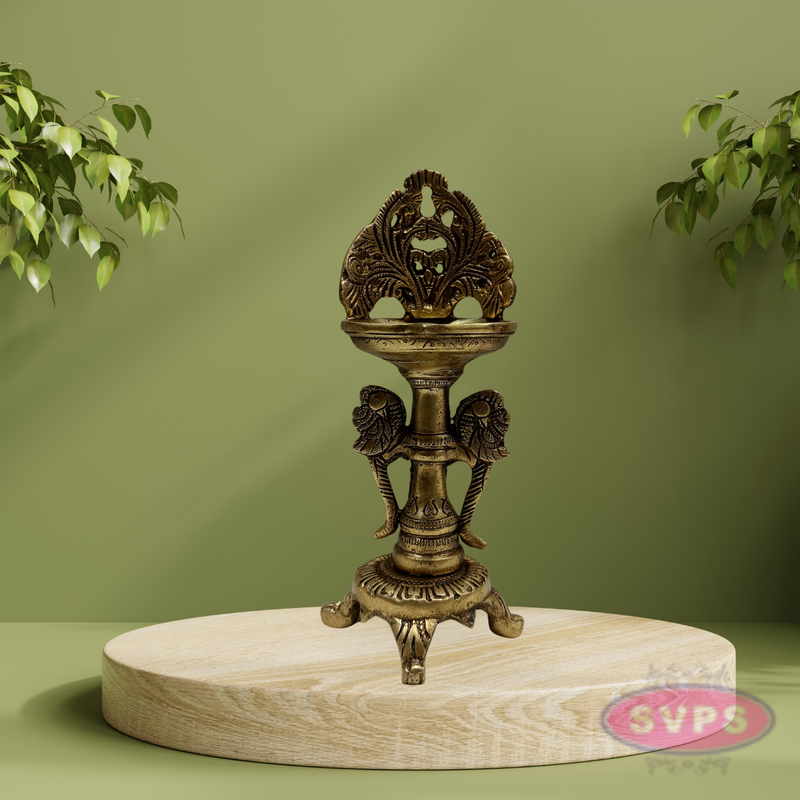 Brass Vastu Parrot Tall Lamp / 9 Inches