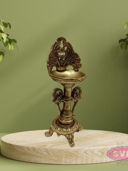 Brass Vastu Parrot Tall Lamp / 9 Inches
