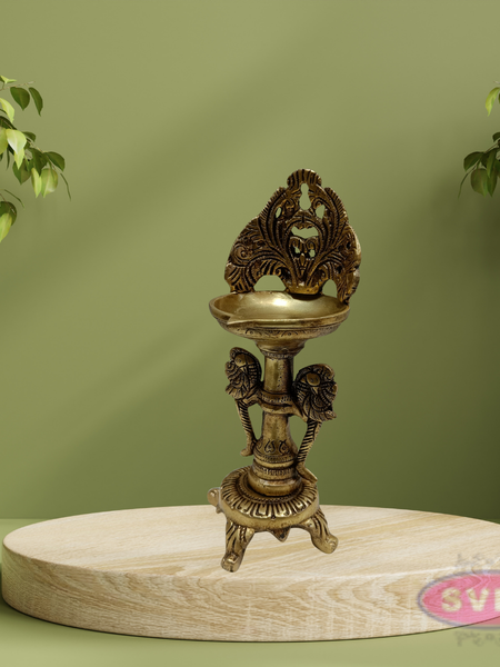Brass Vastu Parrot Tall Lamp / 9 Inches