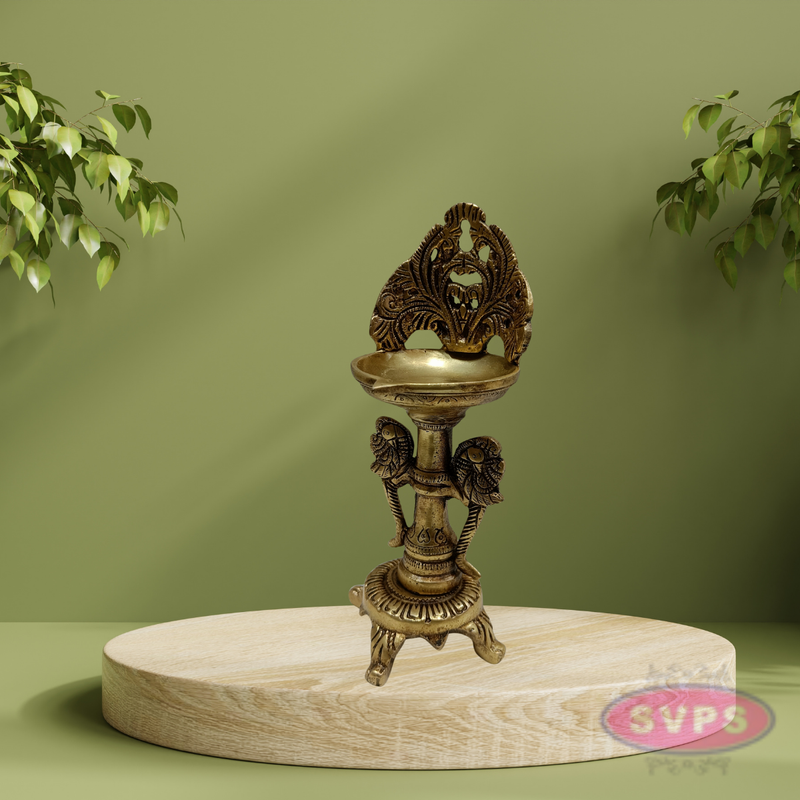 Brass Vastu Parrot Tall Lamp / 9 Inches