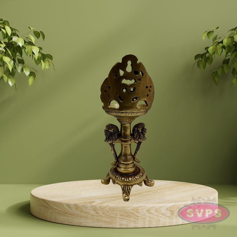 Brass Vastu Parrot Tall Lamp / 9 Inches