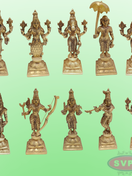 Brass Vishnu Dashavatara Set / 10 Inches