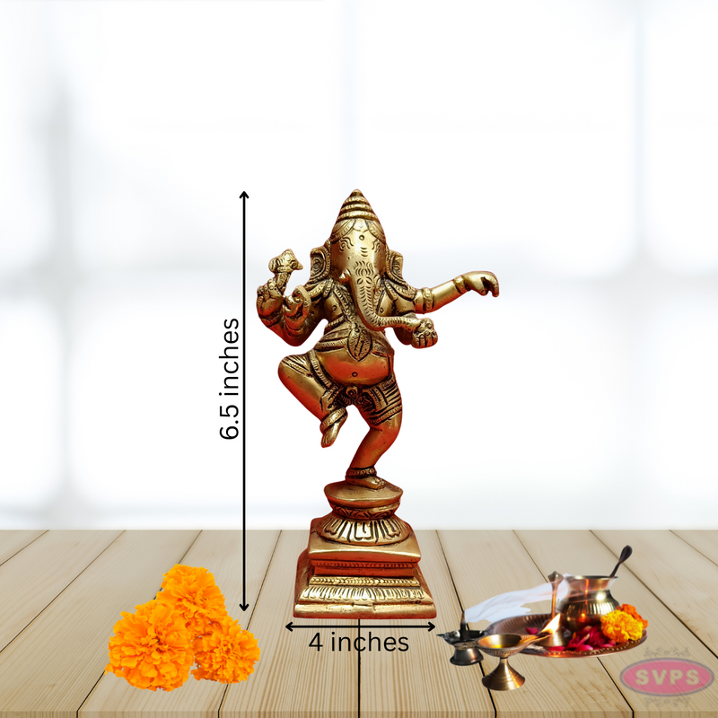 Brass Antique Dancing Ganesha Idol