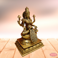 Brass Antique Dhanalakshmi With Kalasam And Gold Coins