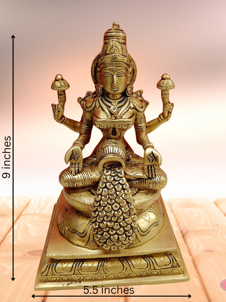 Brass Antique Dhanalakshmi With Kalasam And Gold Coins
