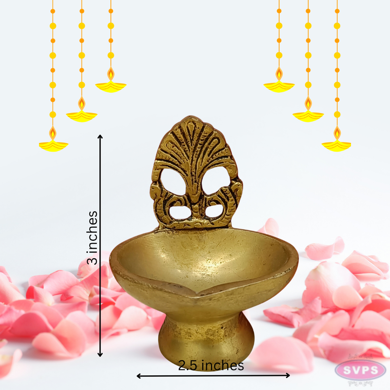 Brass Antique Diya With Stand For Diwali