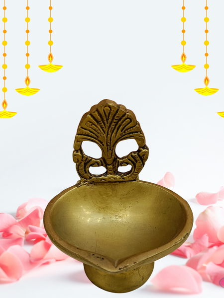 Brass Antique Diya With Stand For Diwali