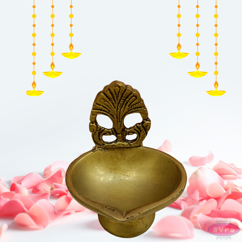 Brass Antique Diya With Stand For Diwali