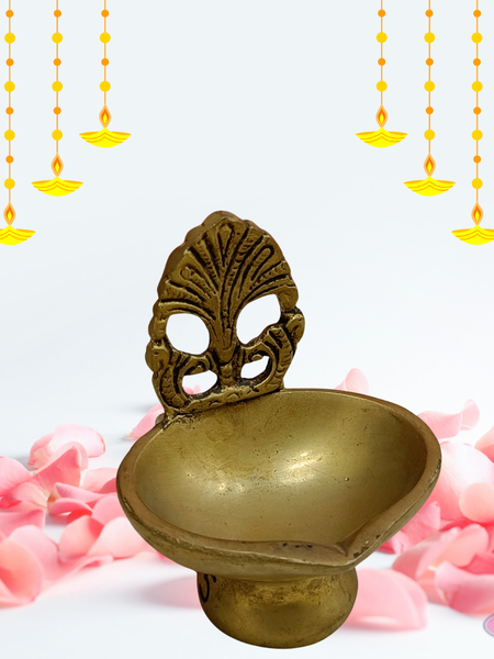 Brass Antique Diya With Stand For Diwali