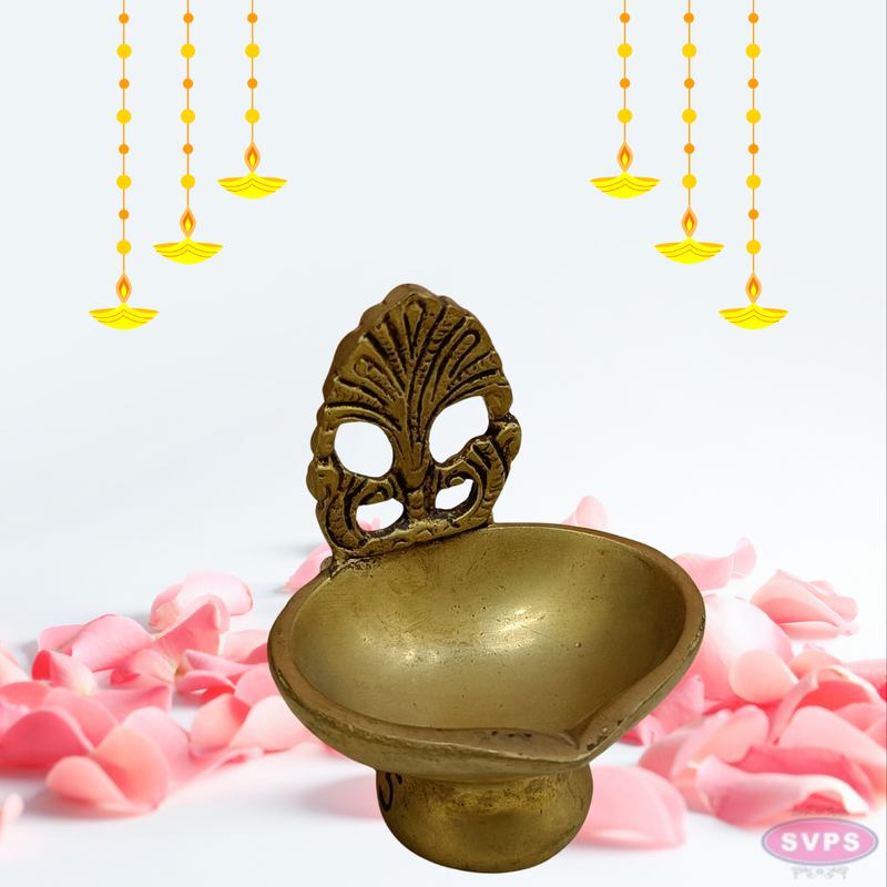 Brass Antique Diya With Stand For Diwali