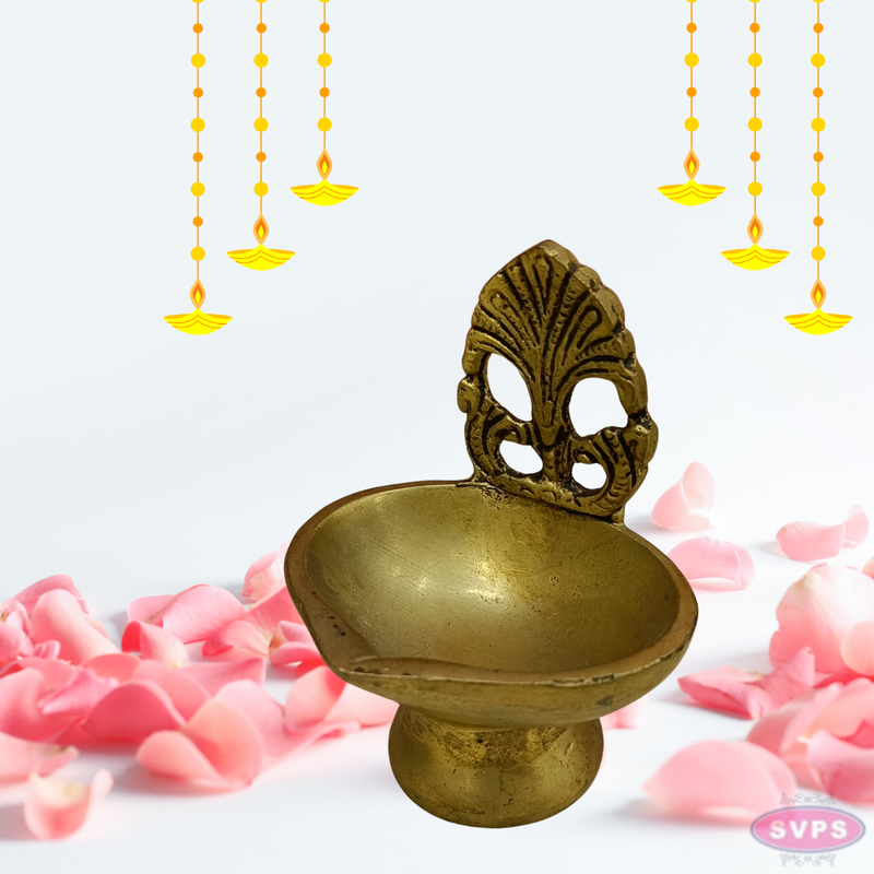 Brass Antique Diya With Stand For Diwali