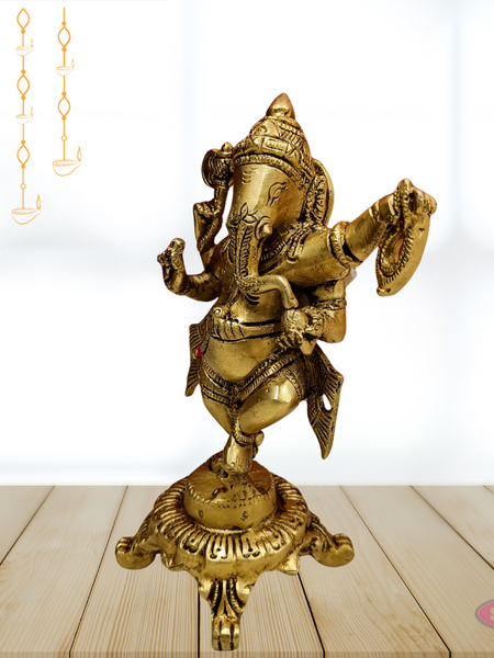 Brass Antique Finished Natya Ganesha Idol