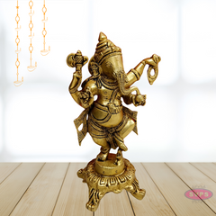 Brass Antique Finished Natya Ganesha Idol