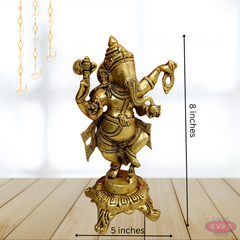 Brass Antique Finished Natya Ganesha Idol