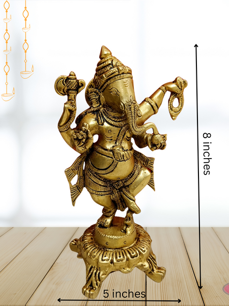 Brass Antique Finished Natya Ganesha Idol
