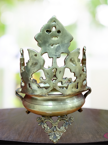 Brass Antique Indian Elephant Peacock Urli For Decor